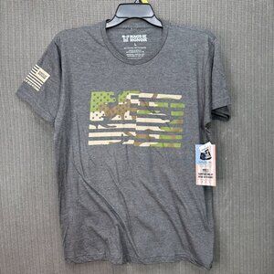 Rags Of Honor Unisex Size L Gray T-Shirt Camo Flag Design Supporting Veterans